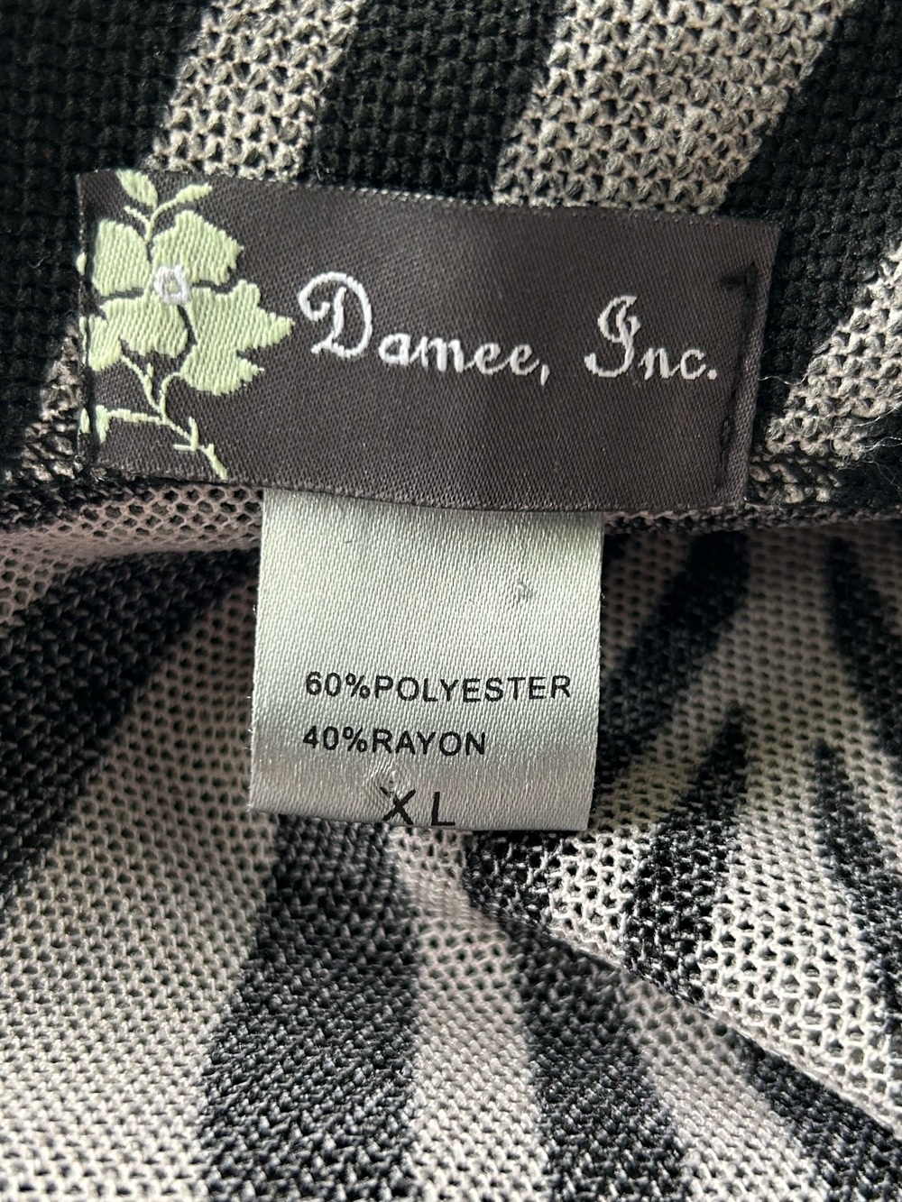 Damee Swing Jacket Black Gray Abstract Sheer Mesh Ruffle Collar Artwear XL - Picture 5 of 7